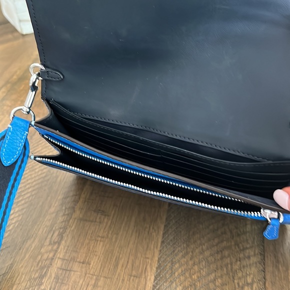 Coach crossbody bag - almost new. Used twice. Cobalt blue/brown - Picture 2 of 3